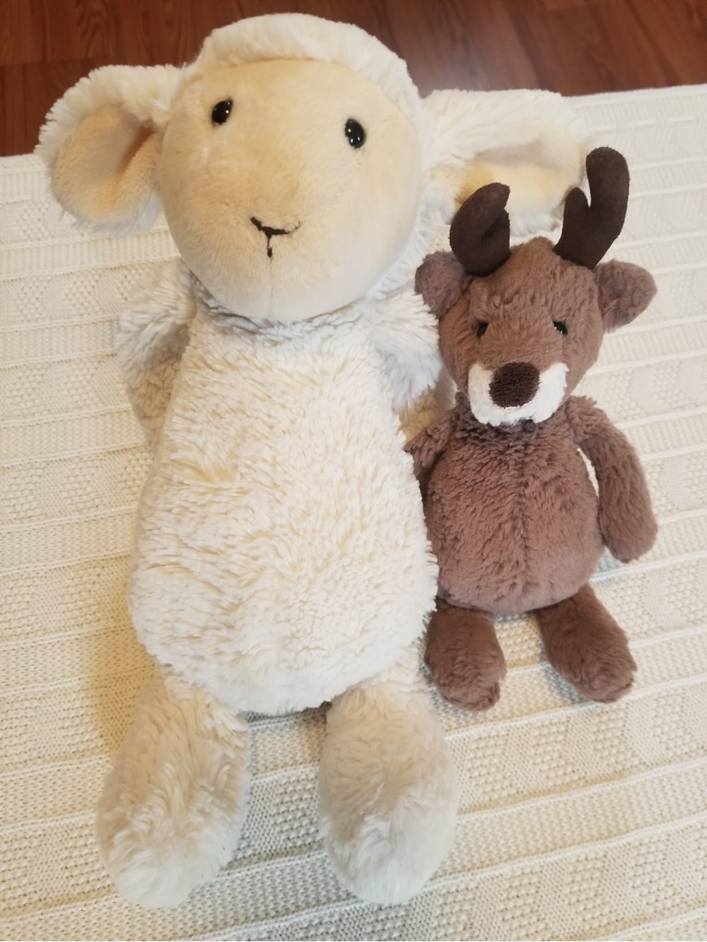 Jellycat Cream Lamb and Brown Deer Plush Toy Duo - Soft Snuggle Set